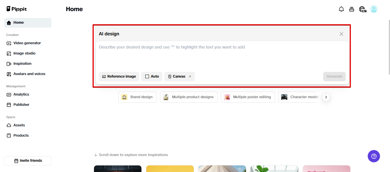 AI design tool in Pippit