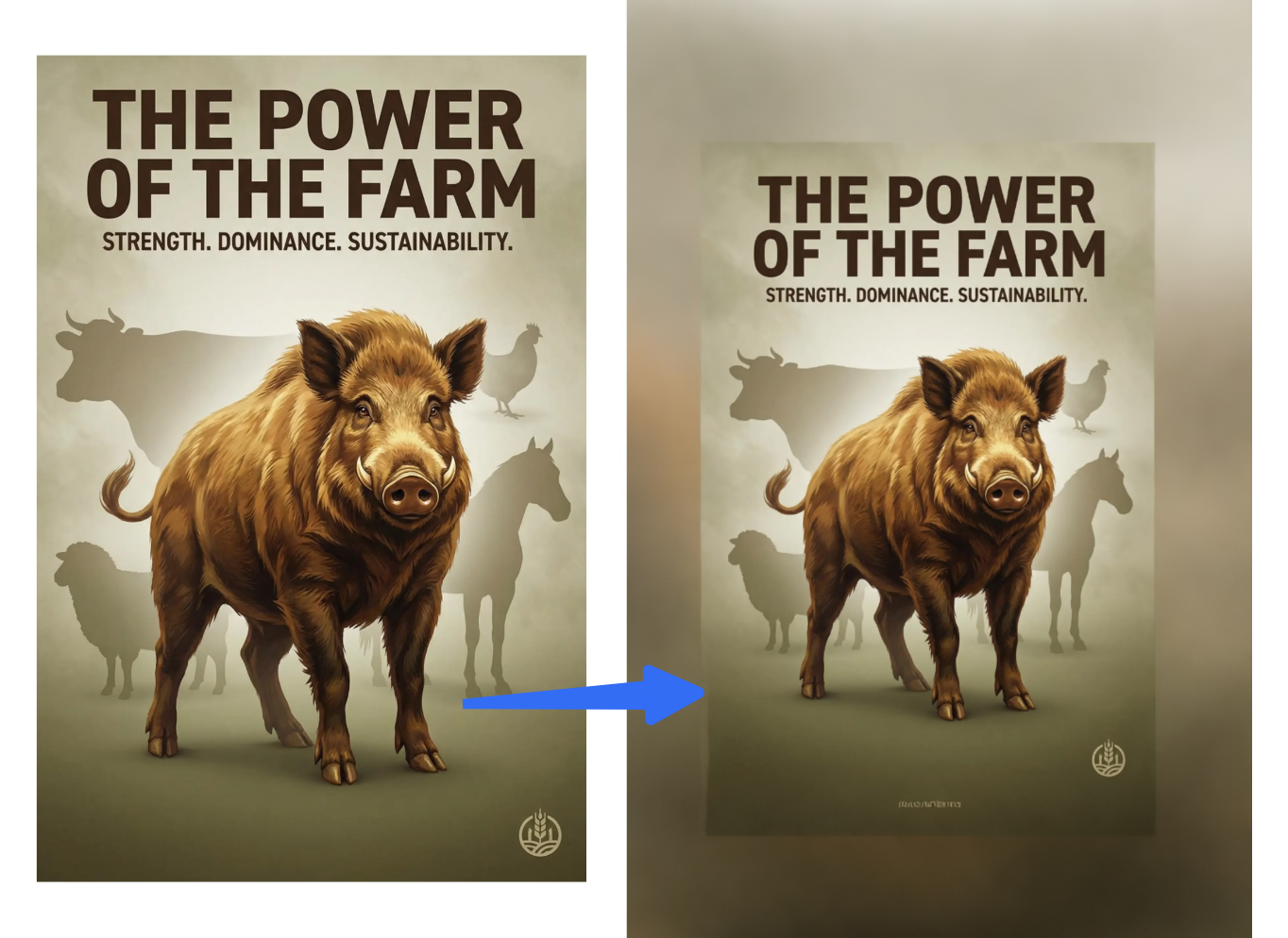 AI expand feature of Dreamina to expand animal arm posterdesign
