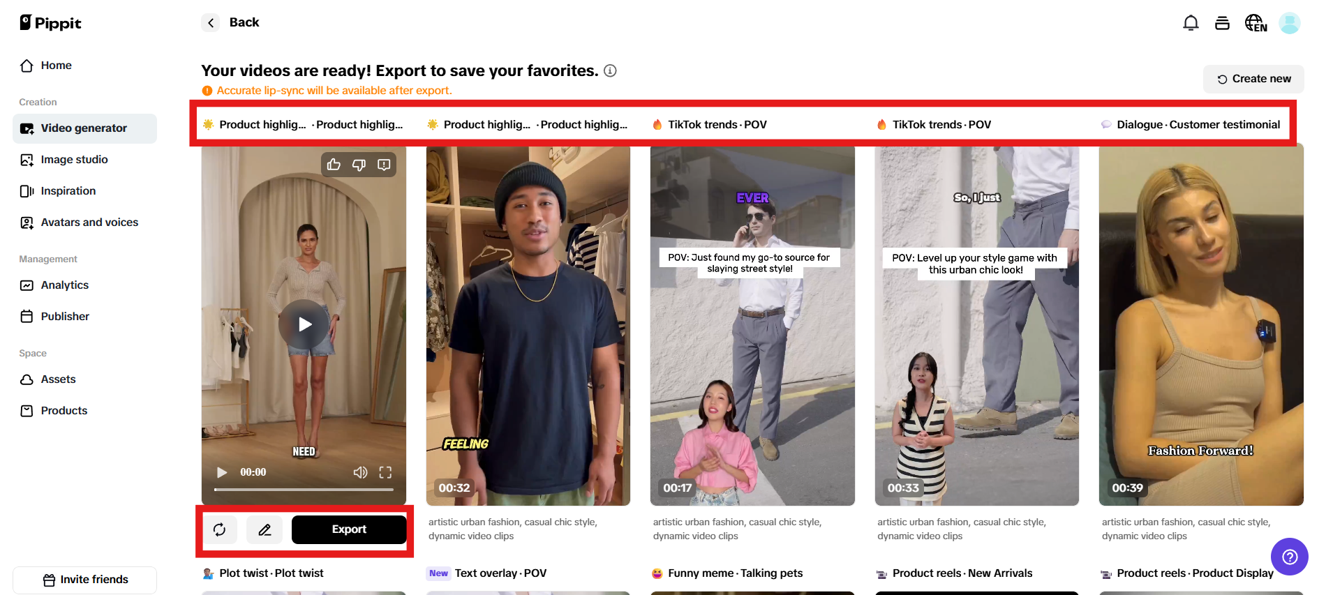 Pratinjau video yang dihasilkan