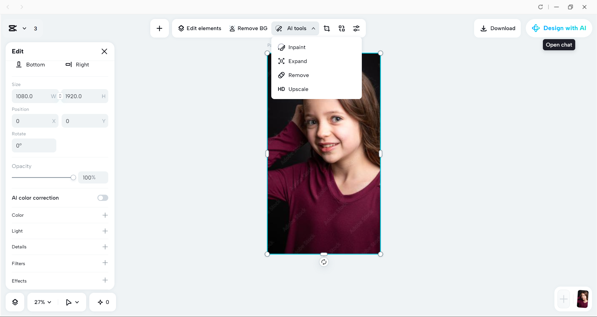 Interface of the CapCut desktop video editor - an efficient tool to edit photos for TikTok