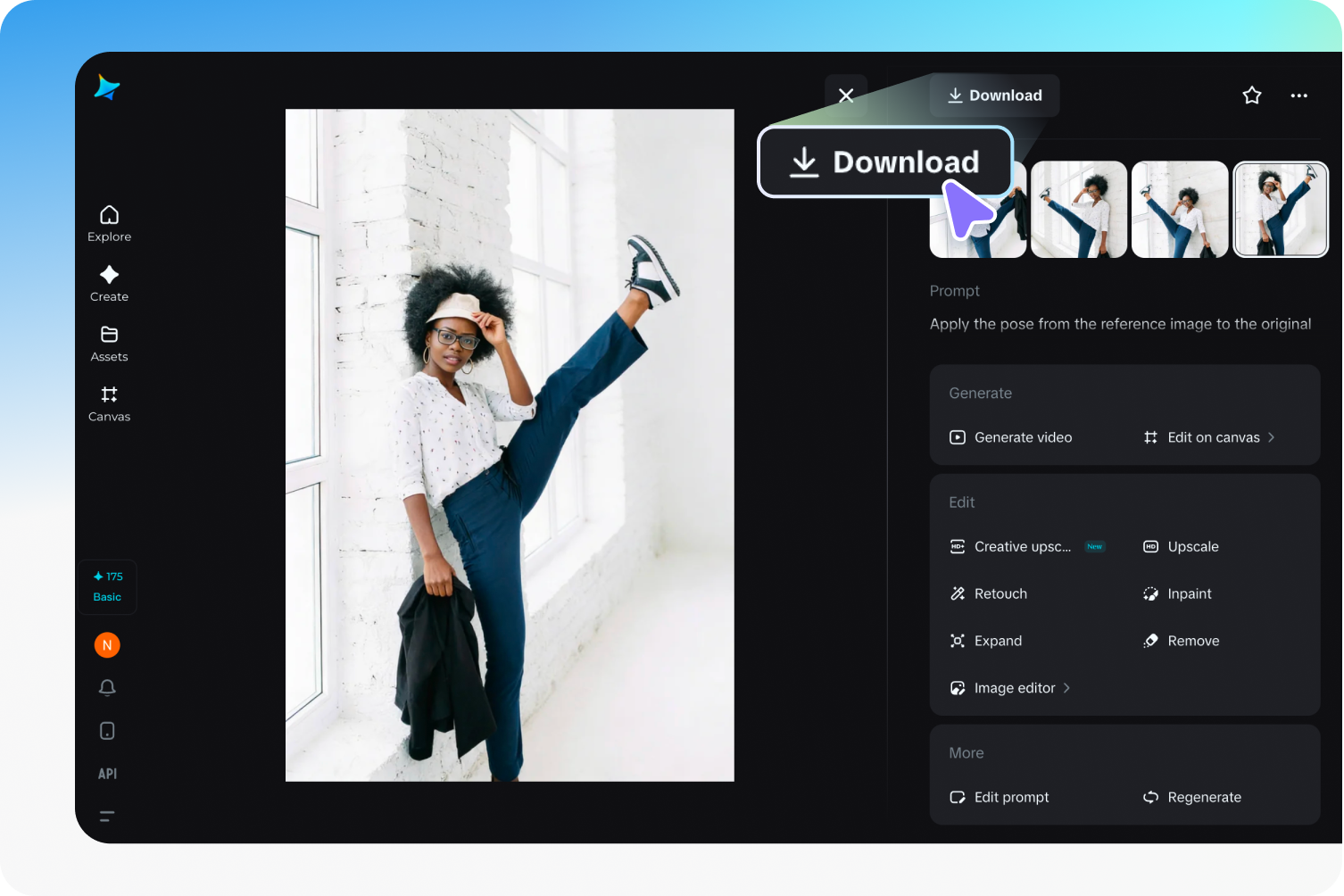 Download the AI pose changed image