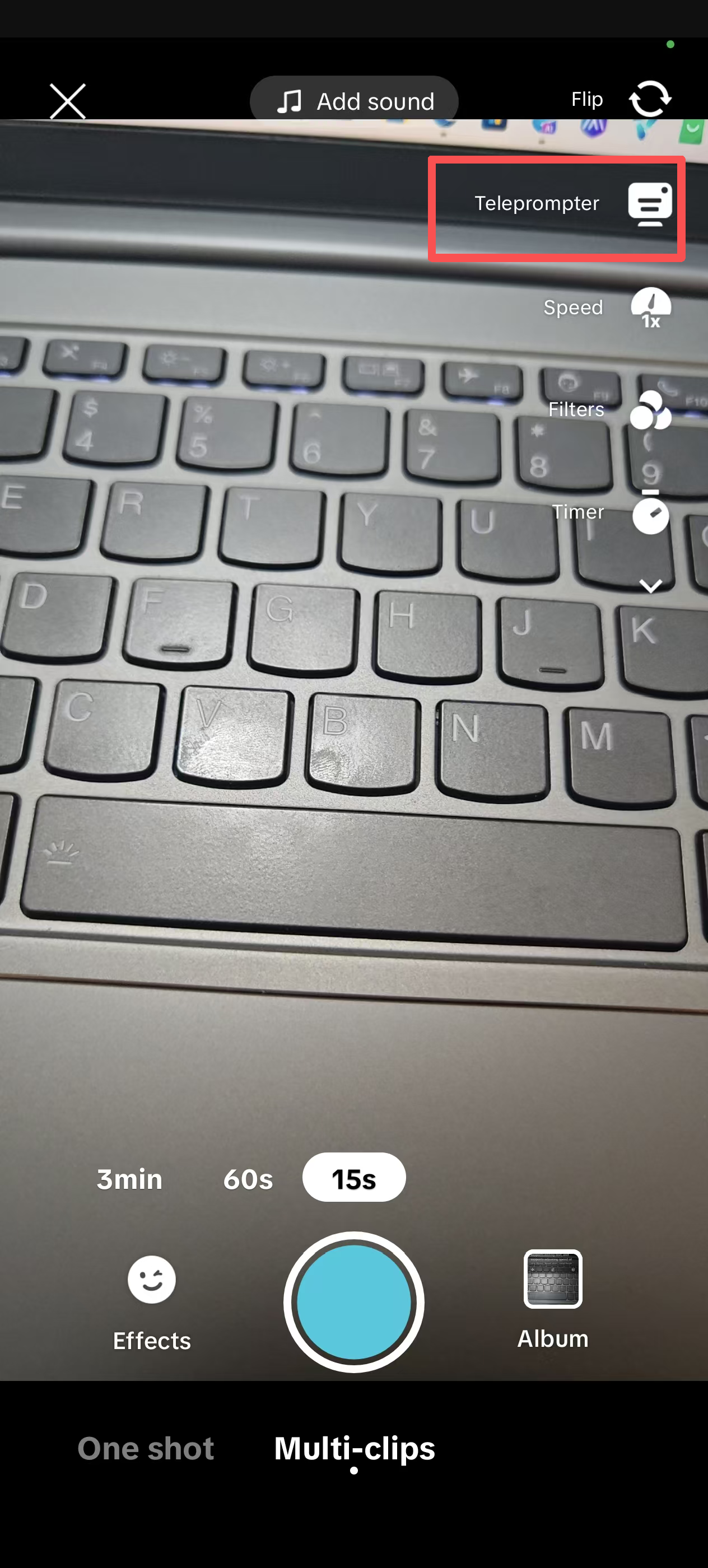 Locate the teleprompter