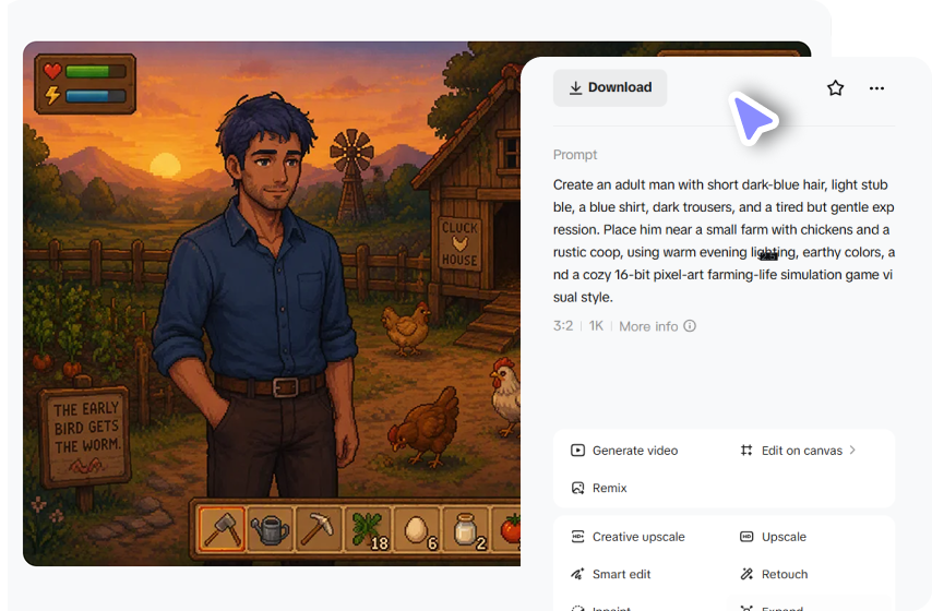 Refine, edit, and export your character