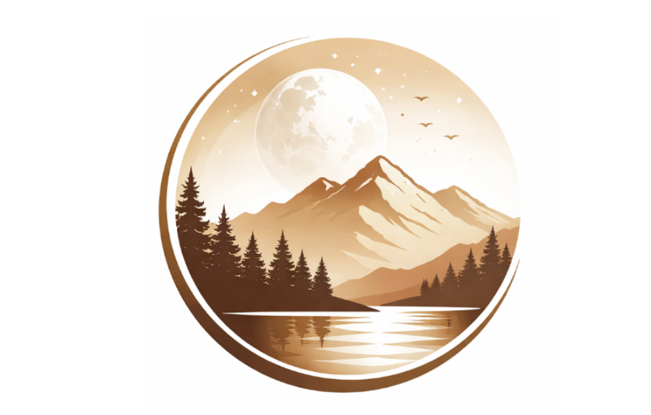 문 &amp; 마운틴 실루엣 로고 디자인