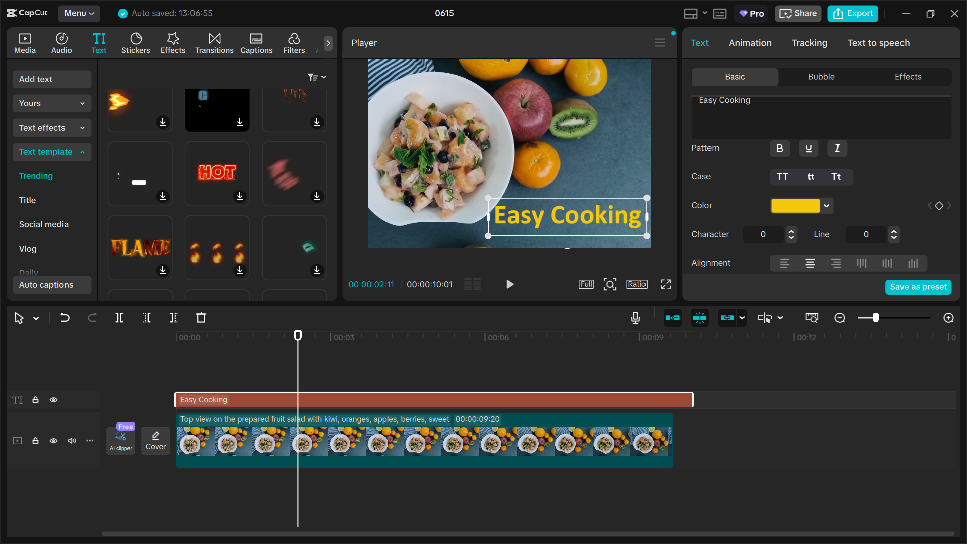 Interface do editor de vídeo para desktop CapCut - a melhor ferramenta para usar fontes Calibri gratuitamente