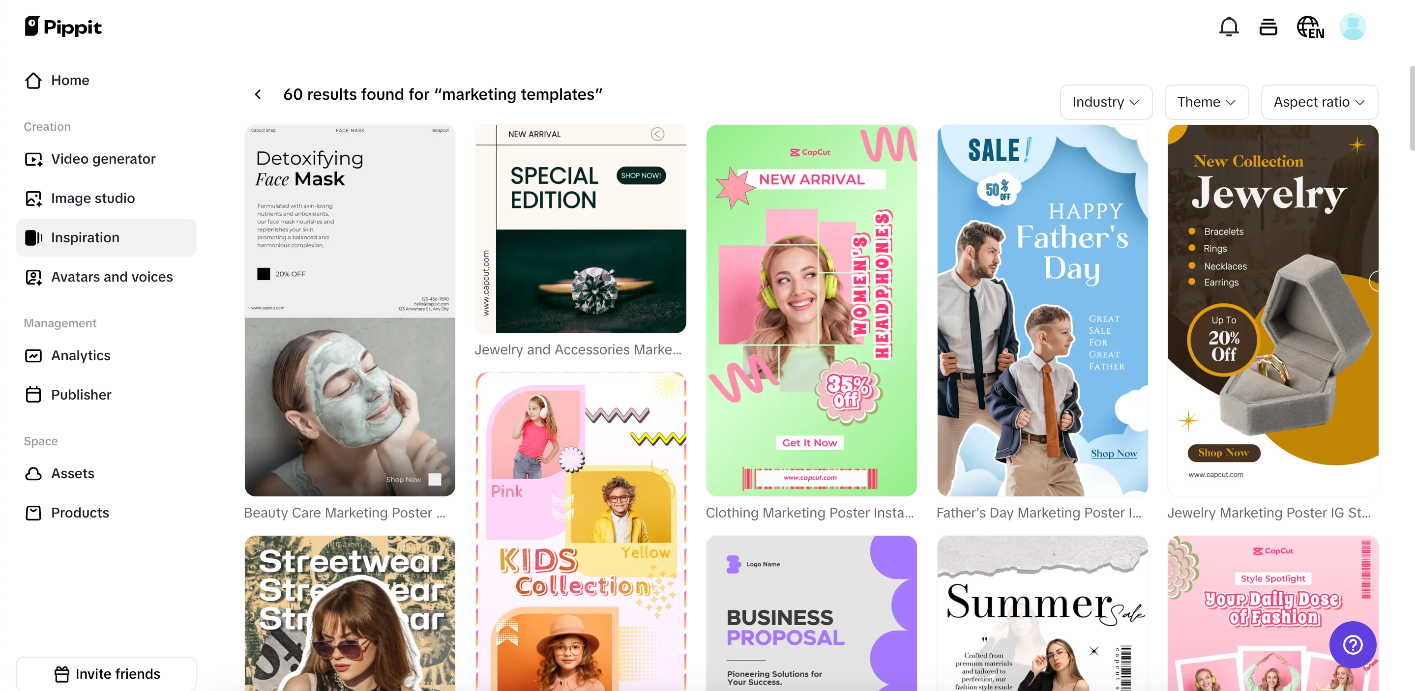 Customizable marketing templates