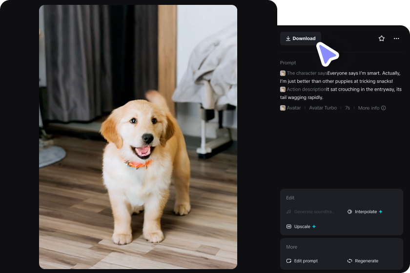 Mejora y descarga tu video de mascota que habla
