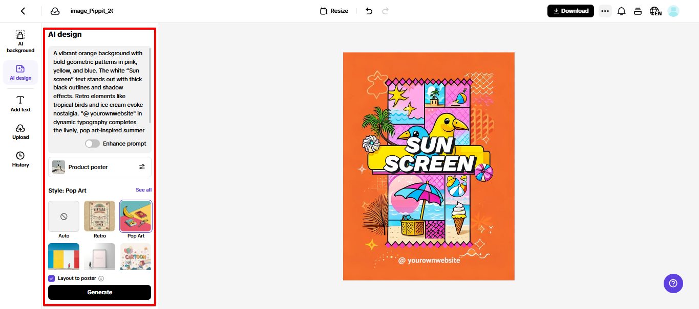 Pippit AI design tool