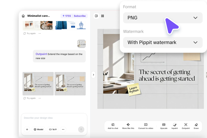 Save, export, and share your vision board