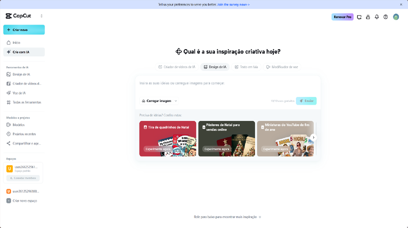Abra o CapCut Online e use o gerador de imagens IA para criar convite digital.