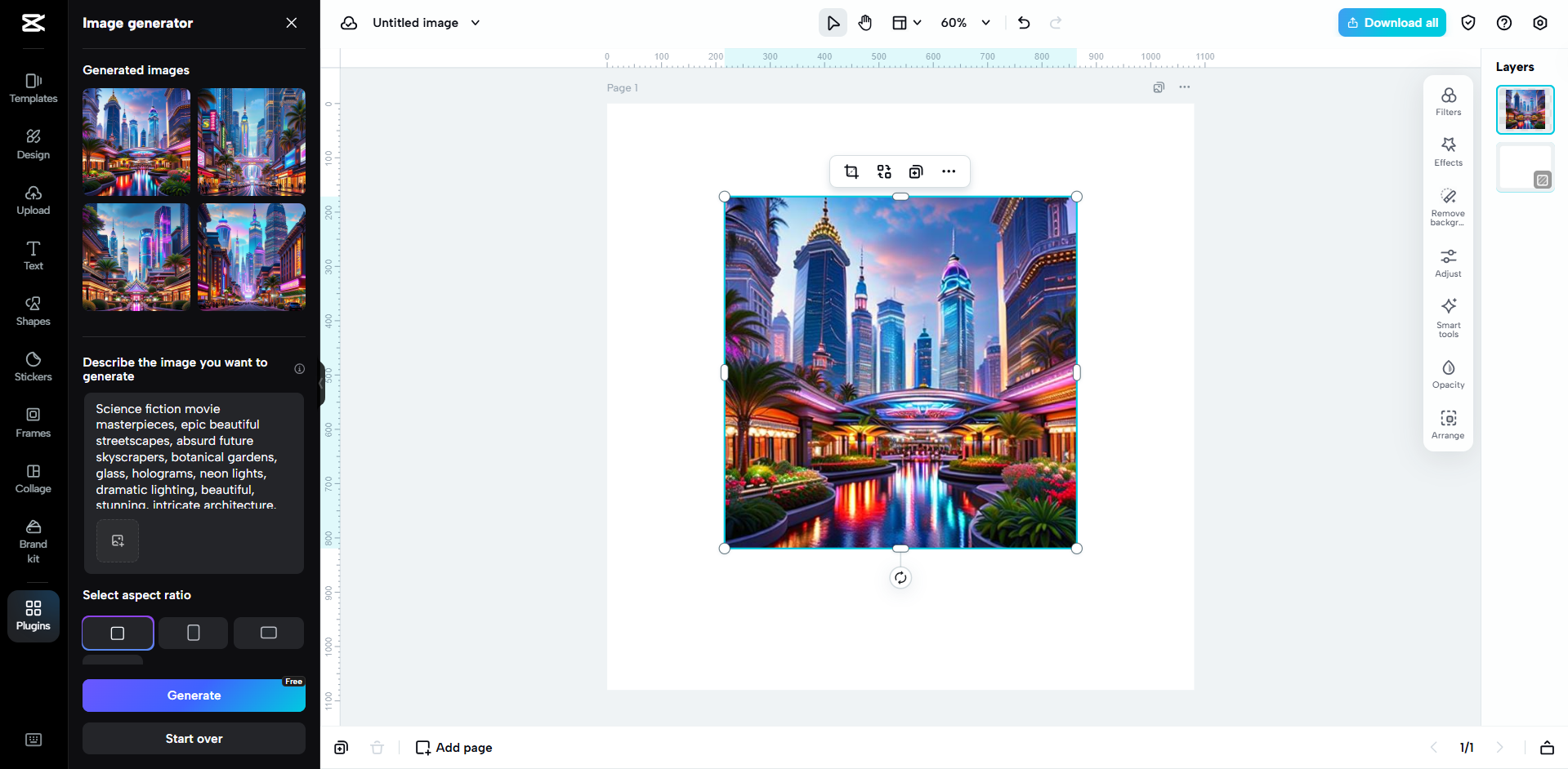 Converting text to image with CapCut Web