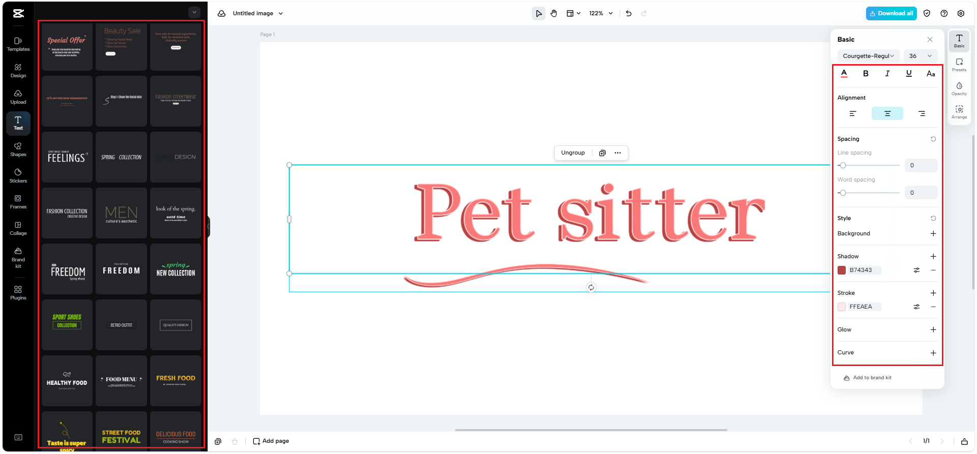 Creating minimalist typography design from font templates