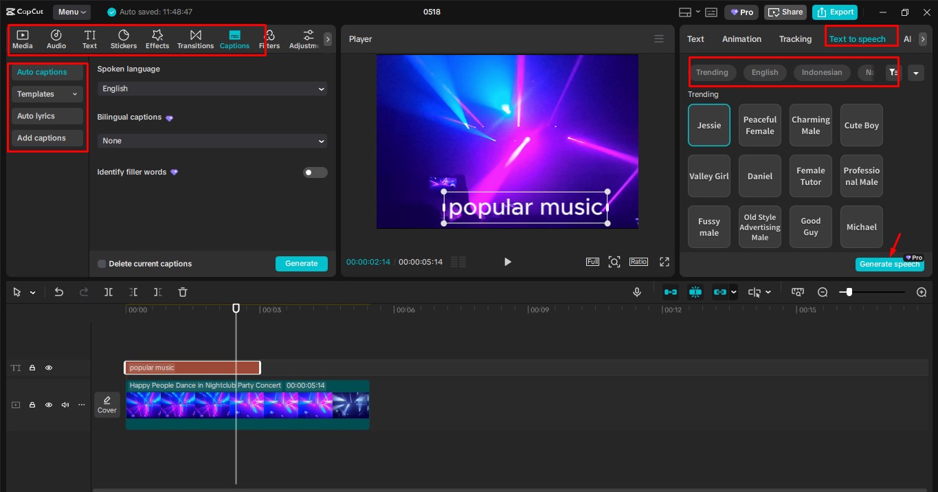 Edit your video in CapCut