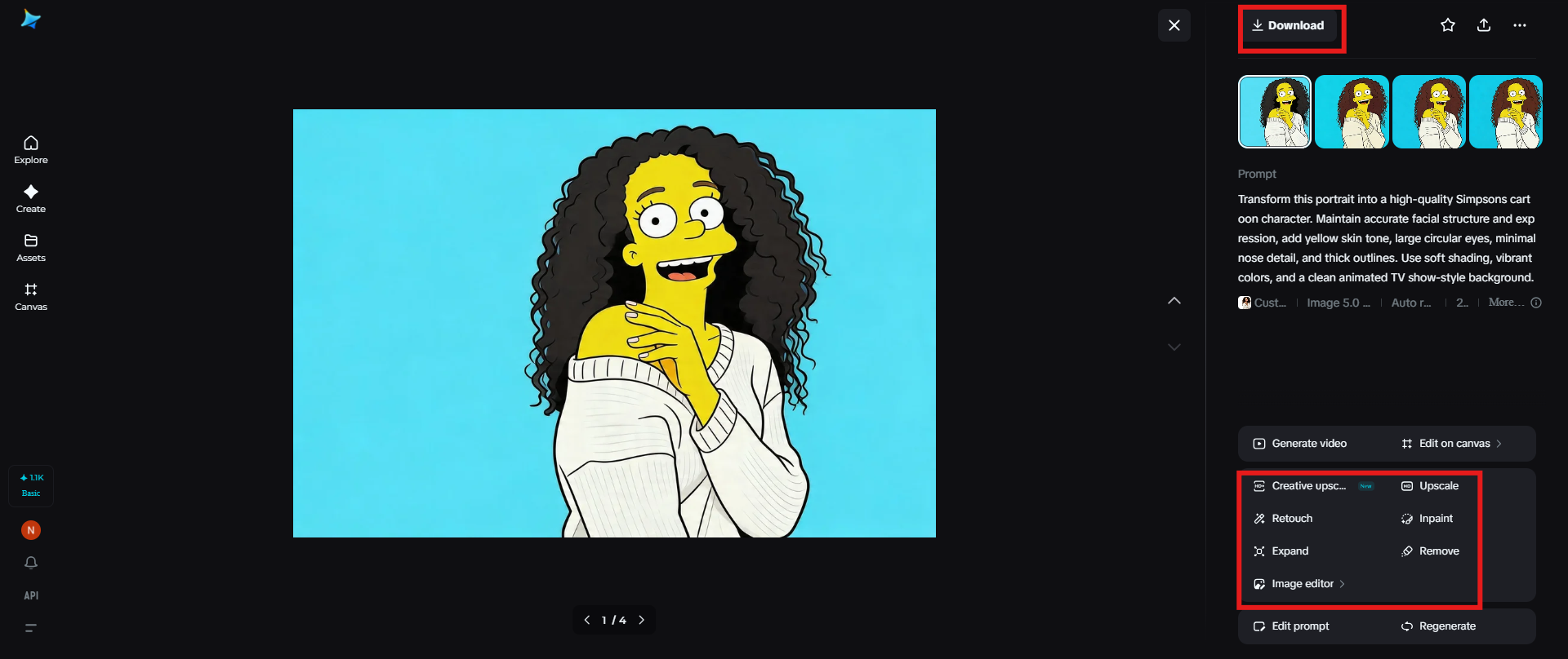 Edit and download the final image