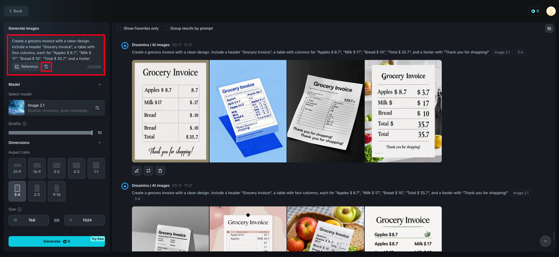 create invoice free