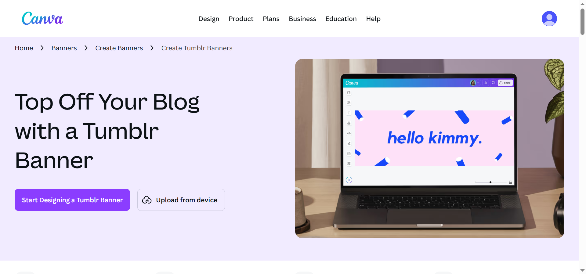 Canva homepage