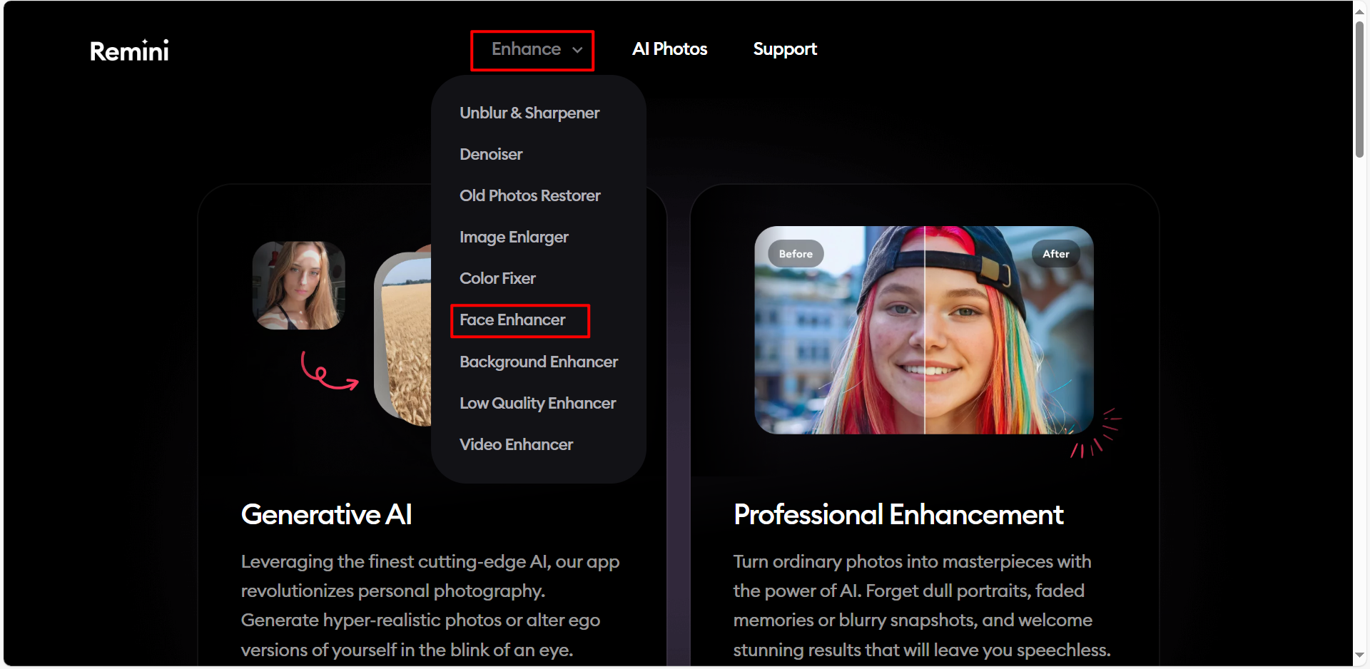 Remini web AI enhancer