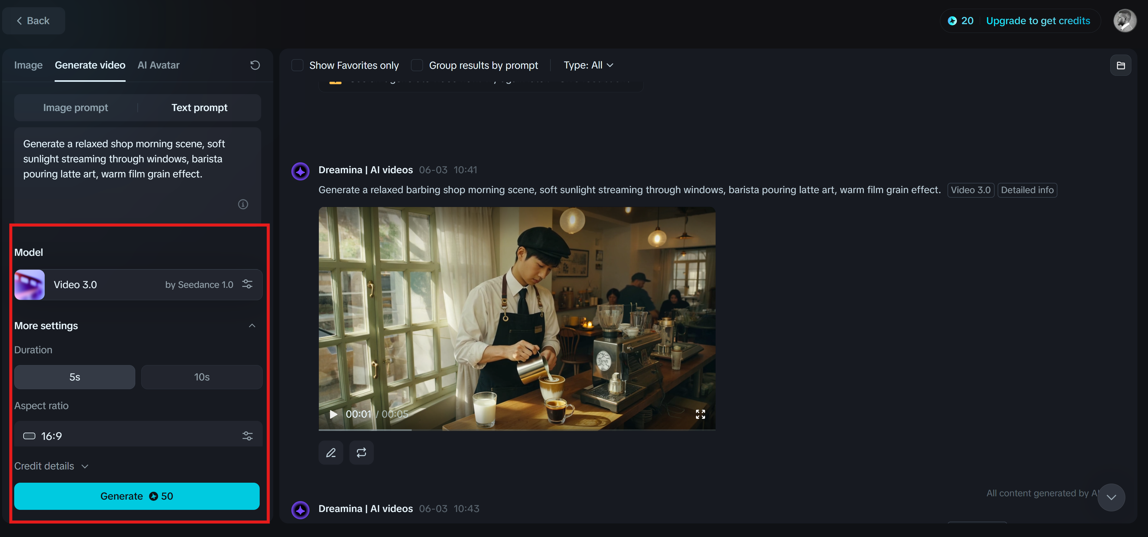 Dreamina: Video oluştur