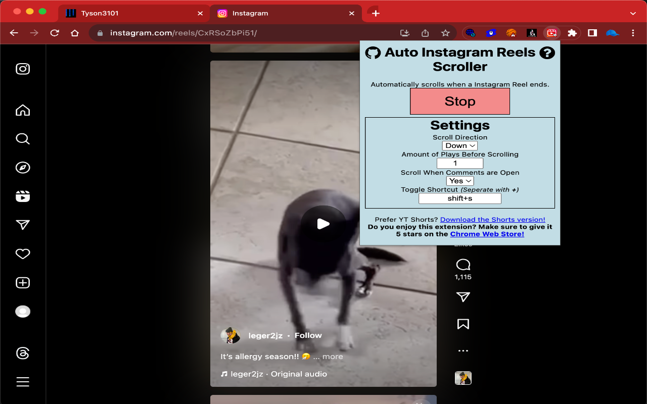 Un modo rapido per scorrere automaticamente Instagram Reels con un'estensione Chrome