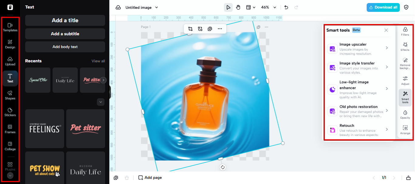 Editor de imagens no Pippit