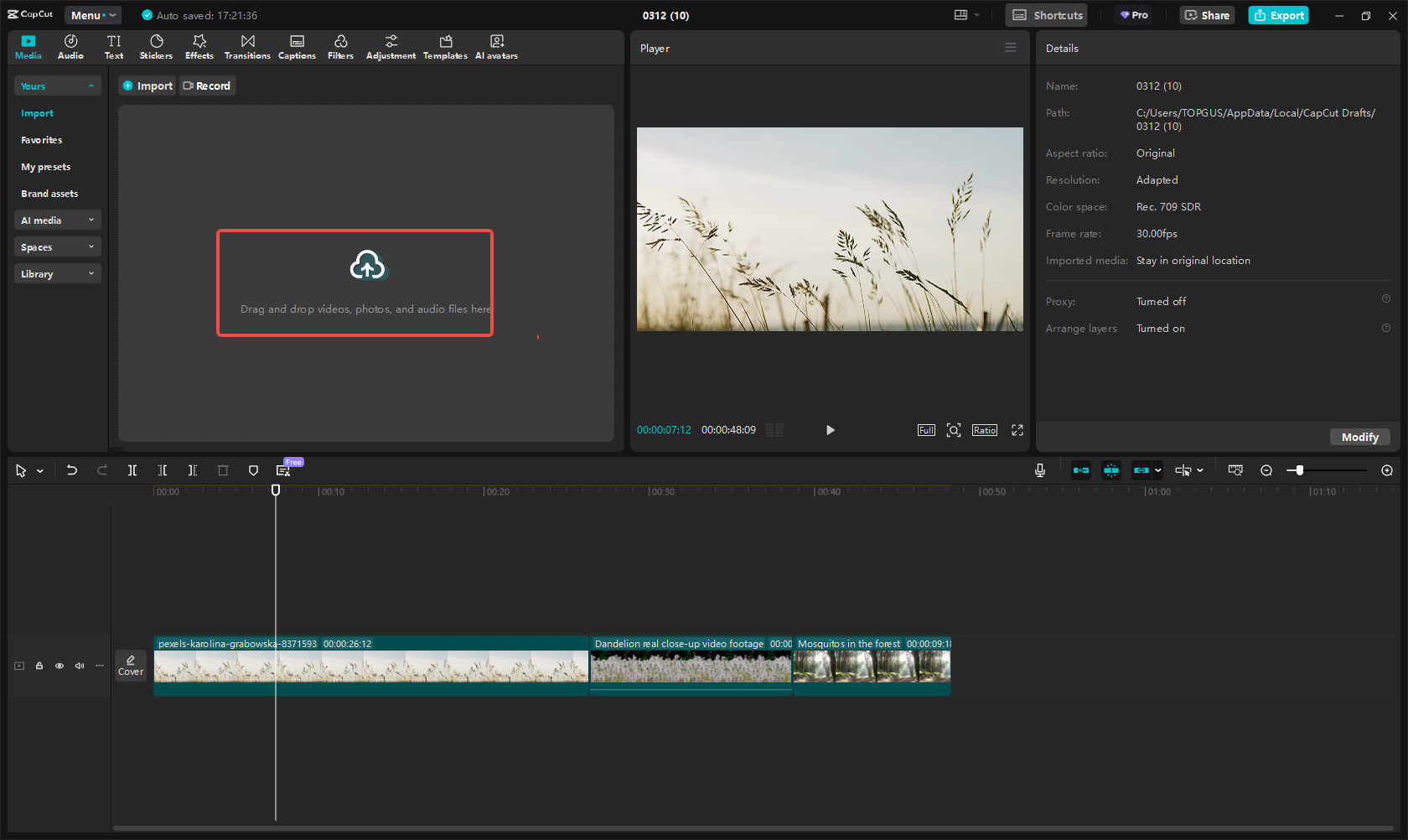 Import your media files