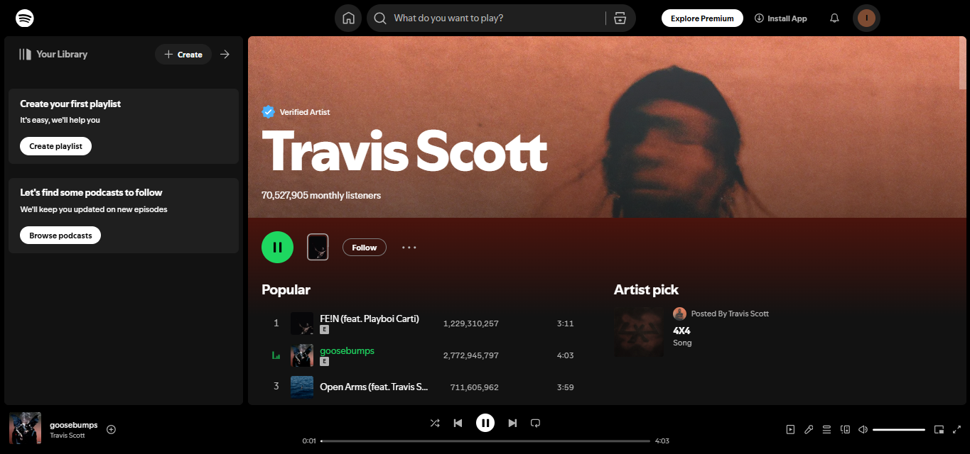 Travis Scott - najpopularniejszy raper na Spotify