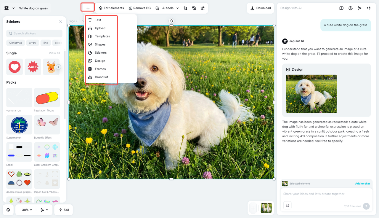 Edit the generated photo with rich visual elements