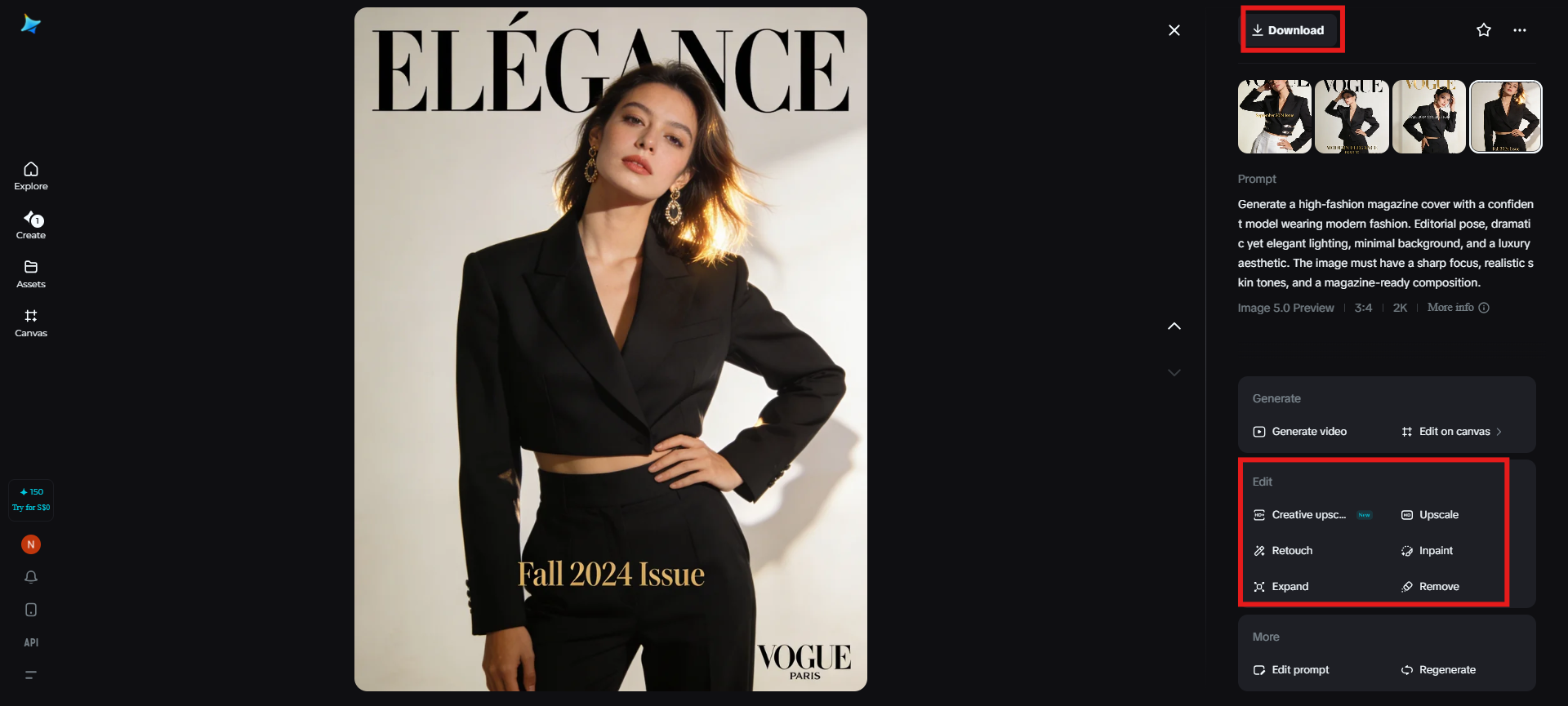 Refine and download the final image