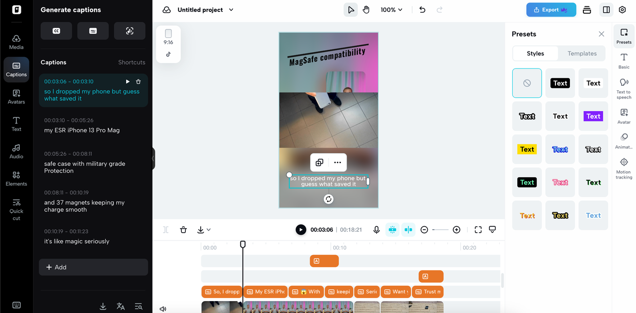 Personalize your caption style