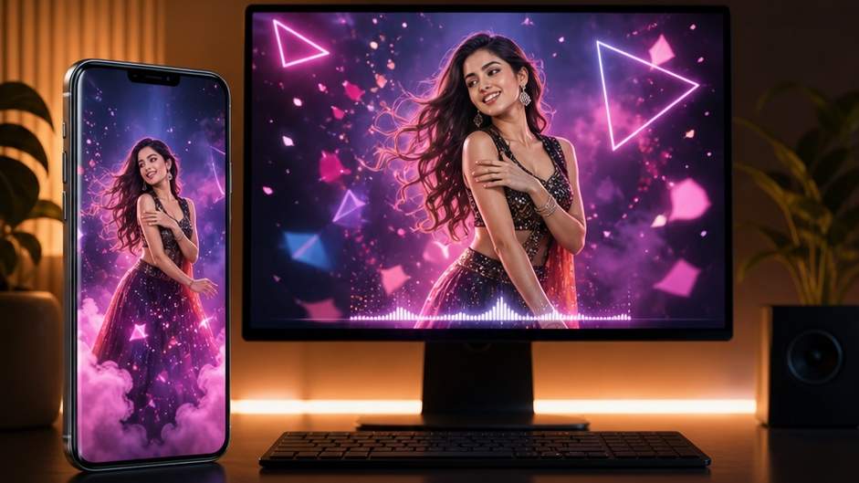 Templat video tarian lagu Hindi dan visual penyuntingan segerak rentak