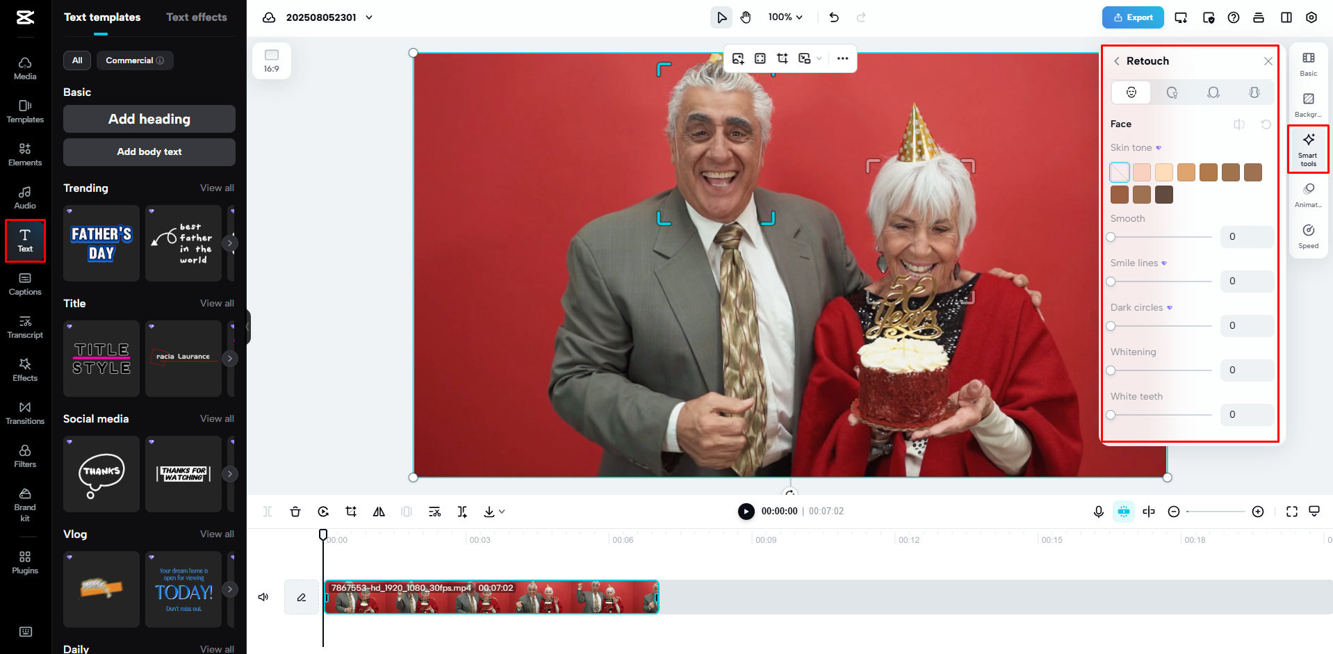 Editing a video in CapCut Web