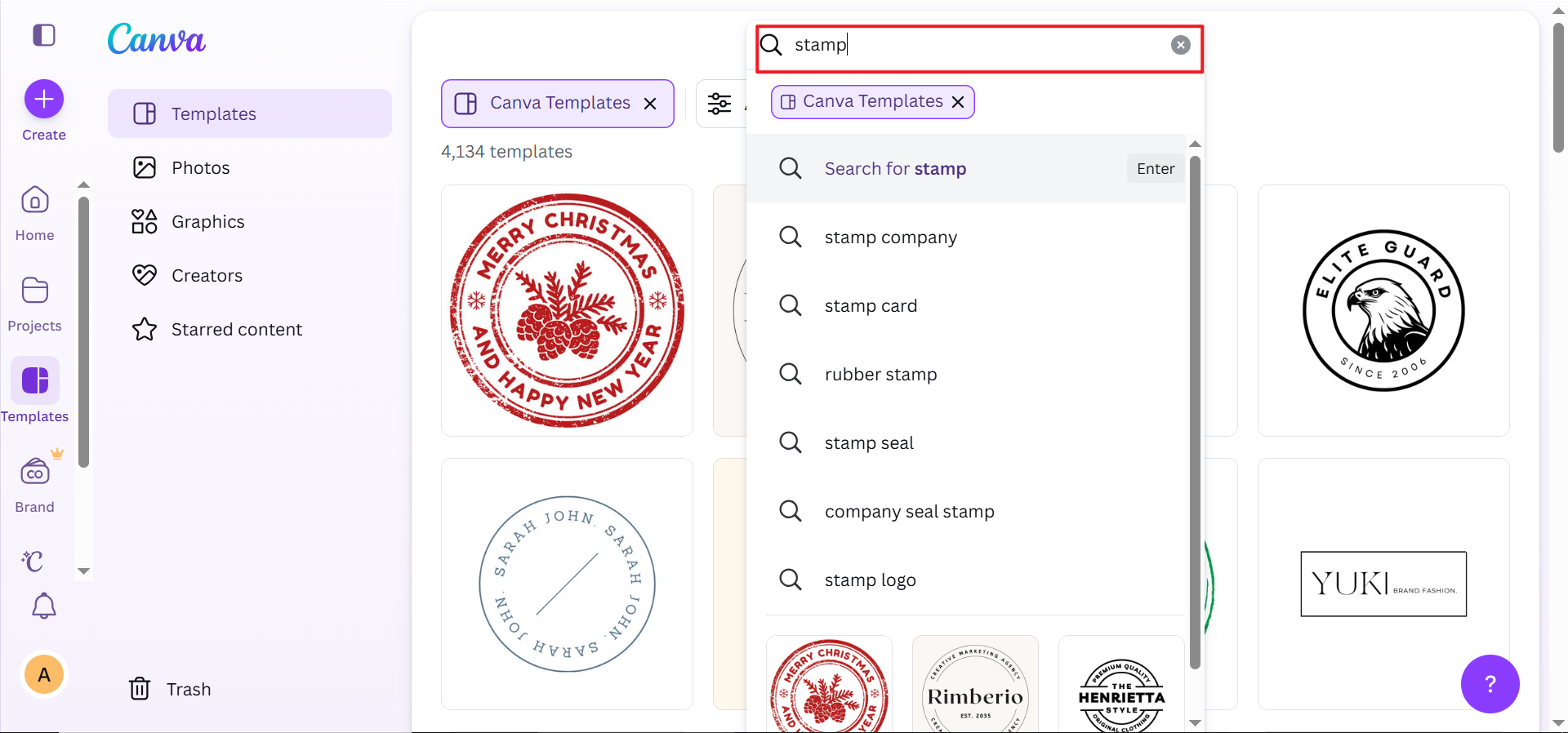 Choose a stamp template