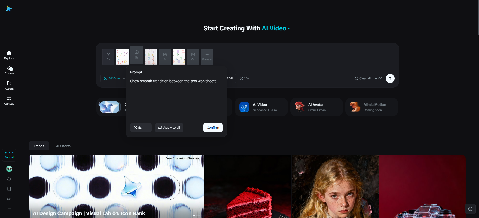 Tính năng Các khung hình nhiều trong Dreamina