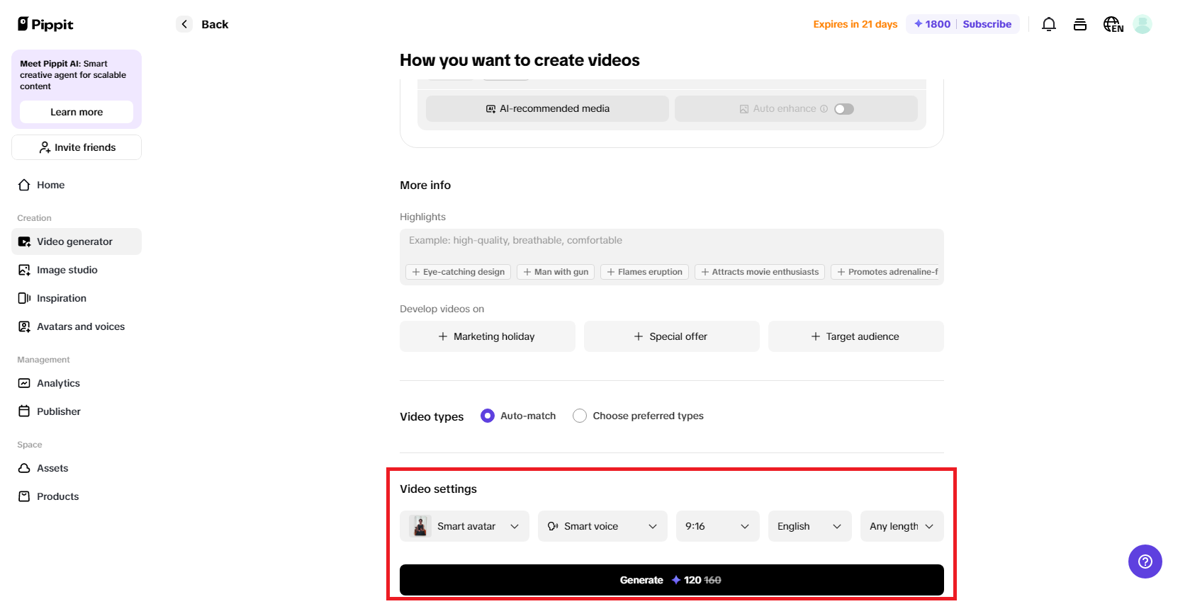 Choose your preferred video settings