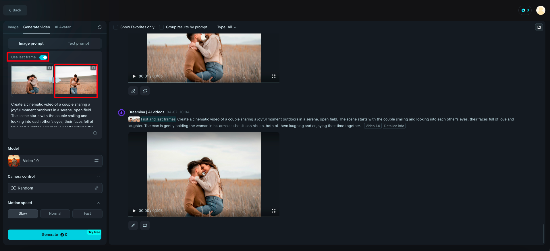 Austausch von WebP für Videos mit Dreamina