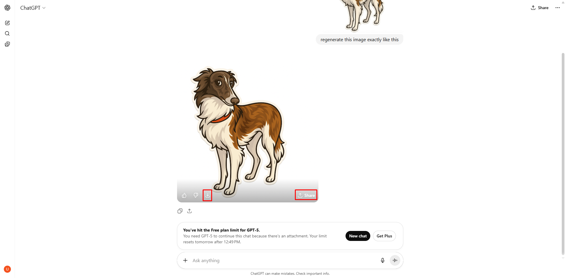 Saving the image from the ChatGPT AI image editor