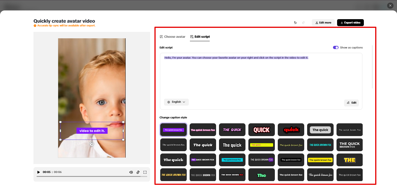 Adding script for baby video in Pippit