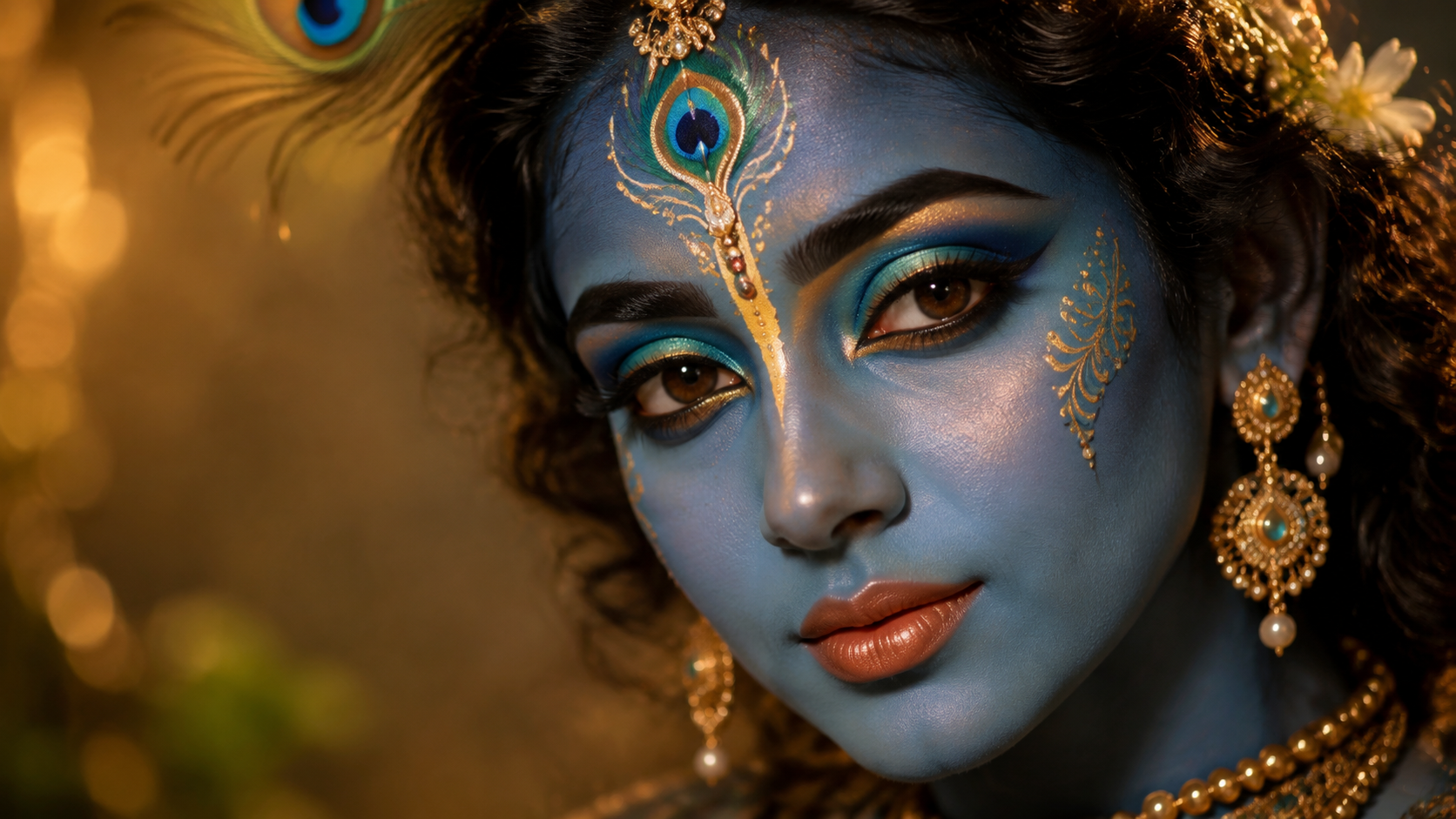 ตัวอย่างการแต่งหน้า krishna - การเปลี่ยนแปลงสีและรายละเอียดตามเทศกาล