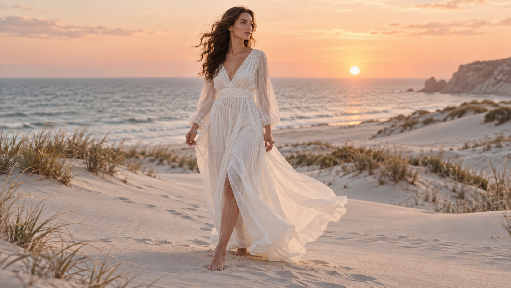 a material-led fashion set where chiffon, satin, and embroidered cotton respond differently to light, pose, and location