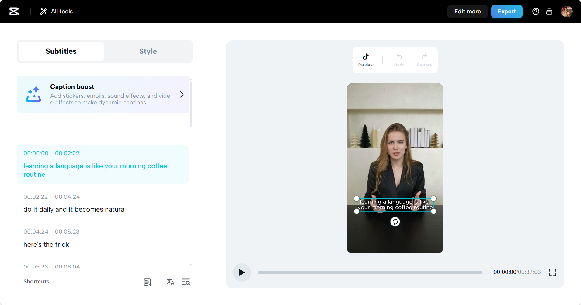 CapCut Web AI captions