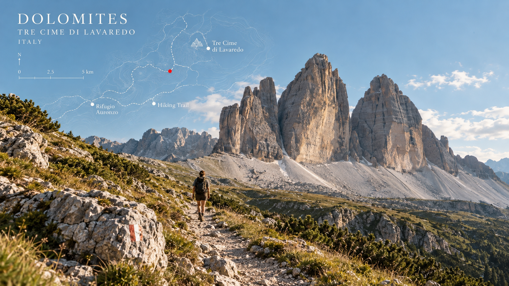 Dolomites Contour and Trail Overlay example
