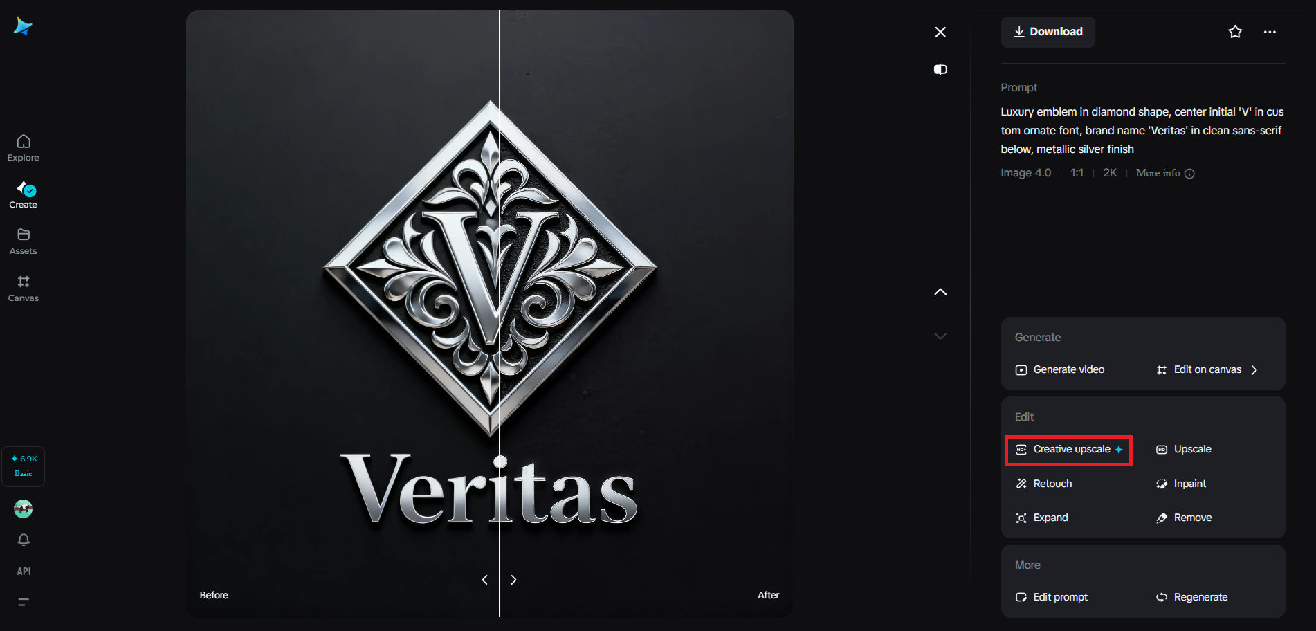 Caracteristică creativă de lux de Dreamina