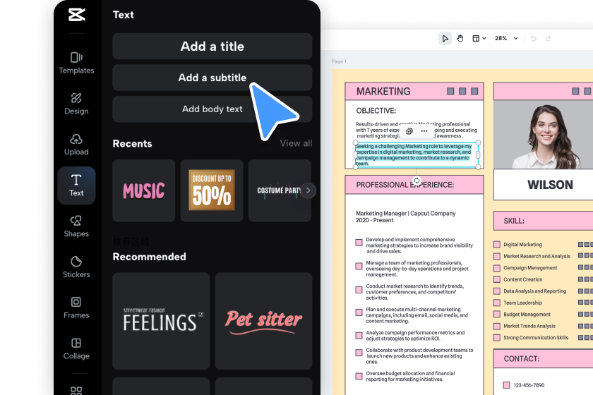 Customize your resume