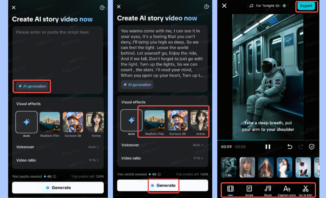 Edit and export video