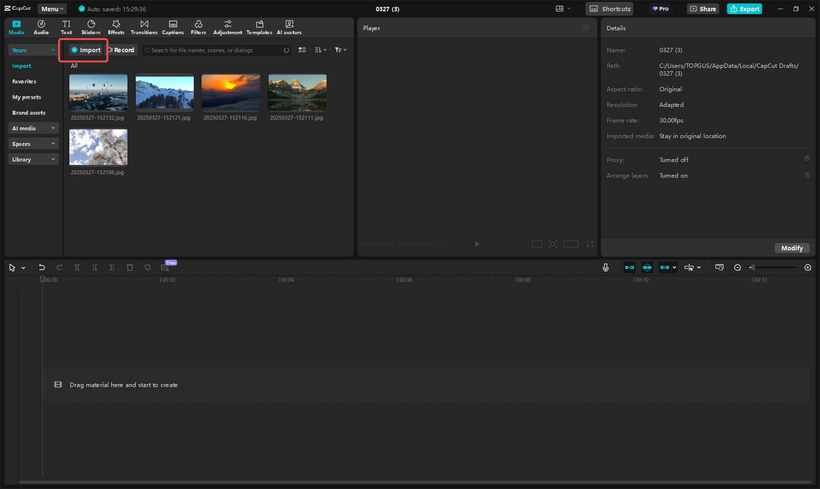 Import media files to CapCut