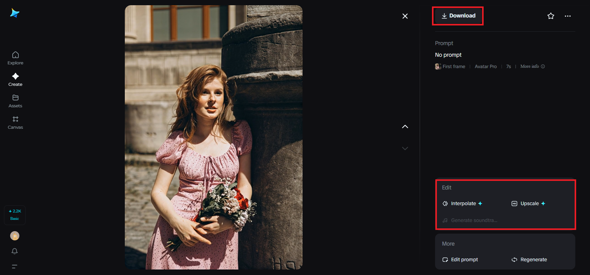 Download your generated work