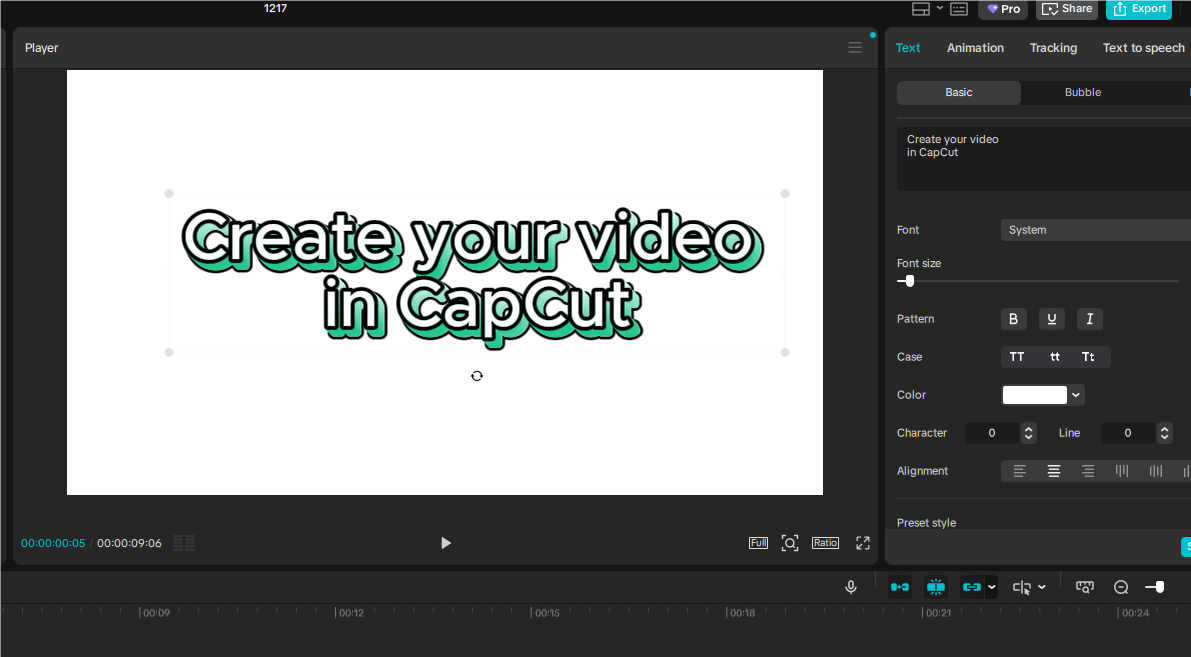 Split text in CapCut