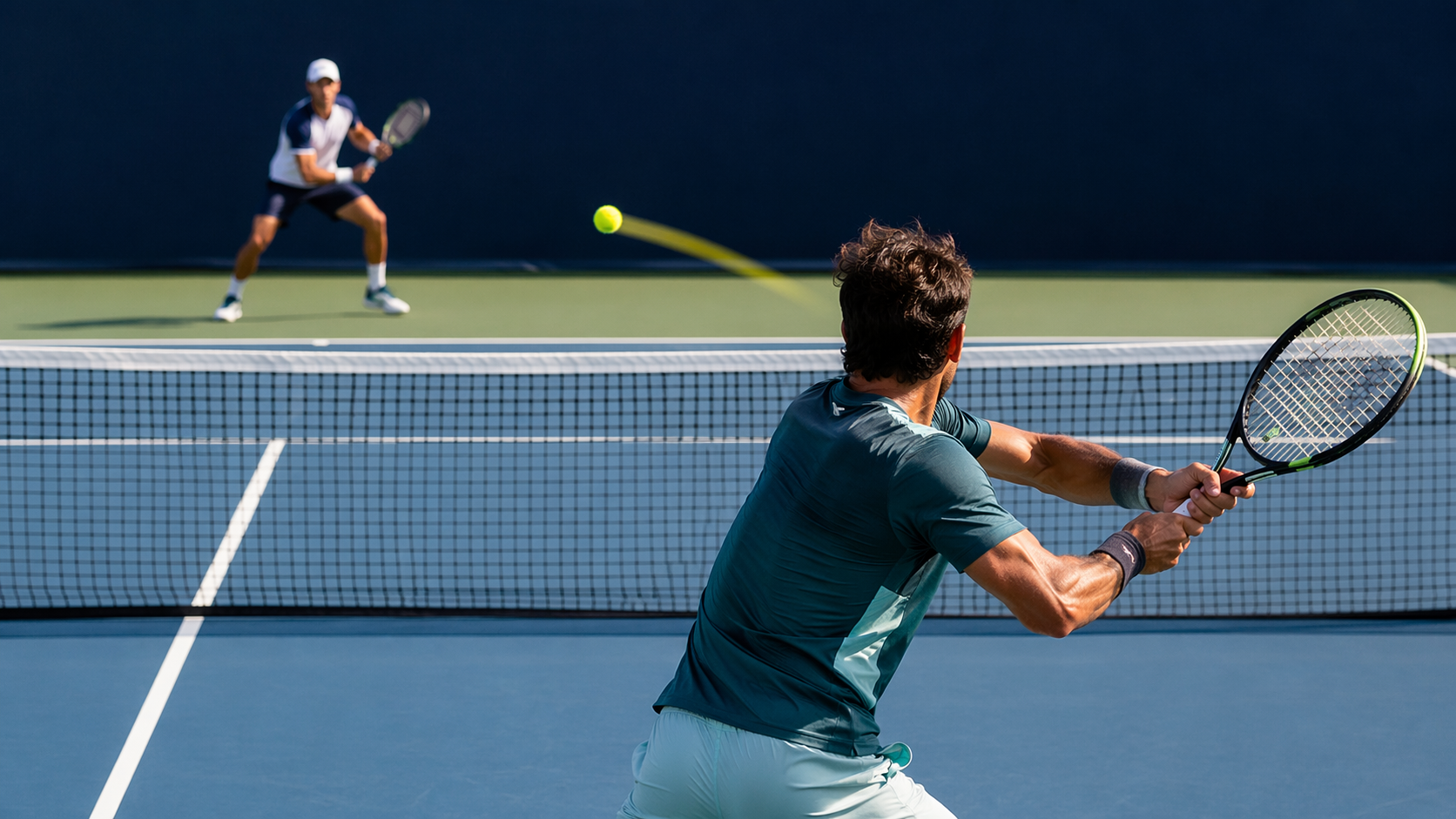 Dreamina tennis AI prompts prompt example 2: Golden Hour Tennis Serve