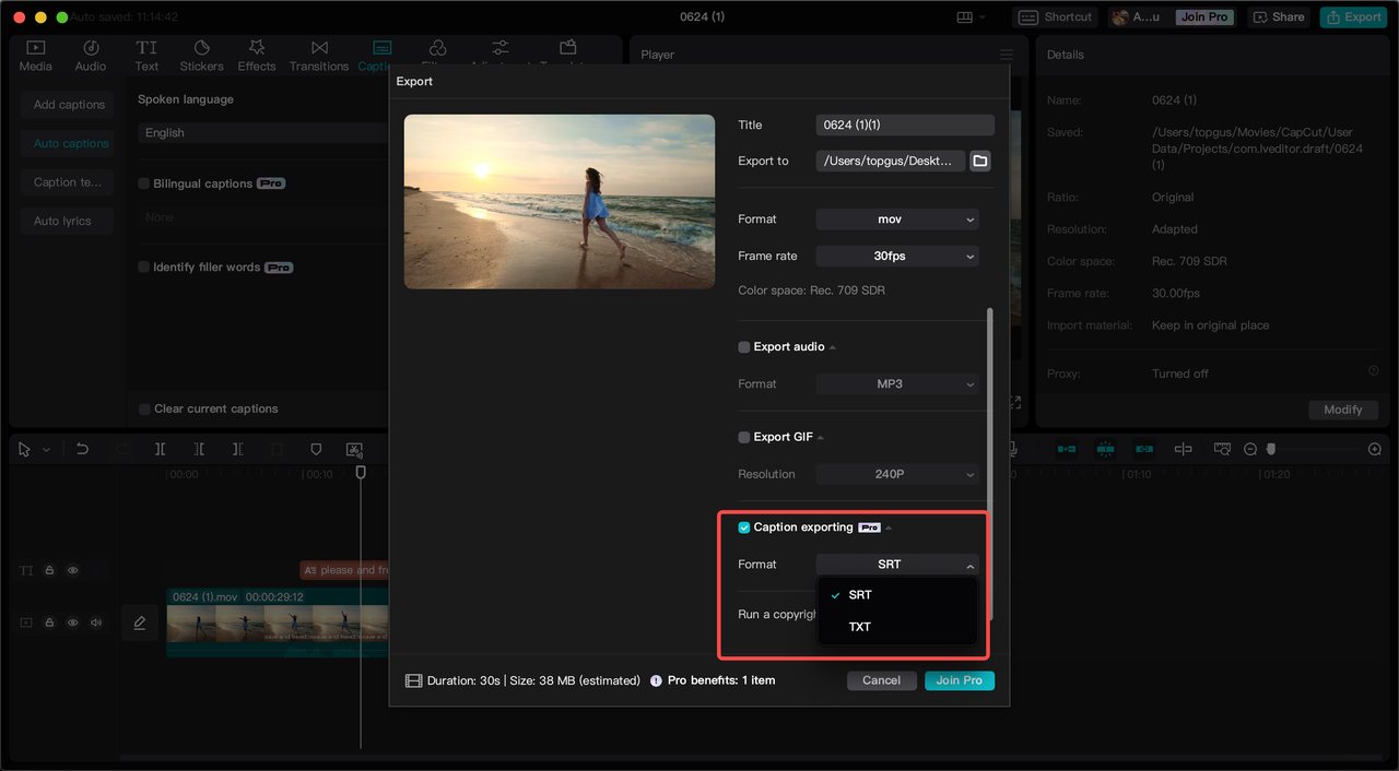 Export and share