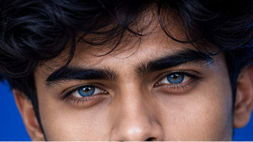 Blue Background Eyes Photo Editing Prompts example 1